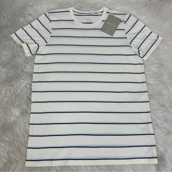 Everlane Women's NWT White Blue Striped The Organic Cotton Crew Neck Tee Med/C36 - Picture 5 of 12